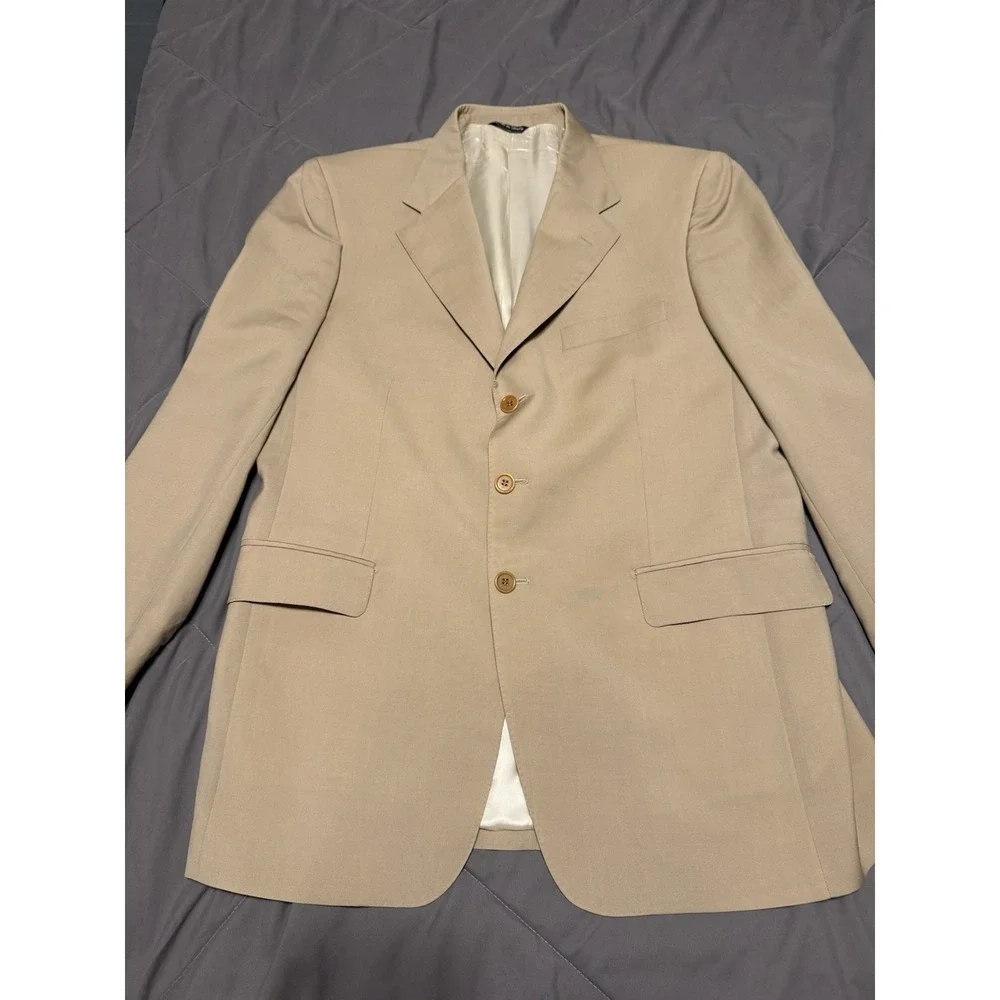 Luciano Barbera Sport Coat 42R Beige‎ Tan Made in Italy Wool Blazer